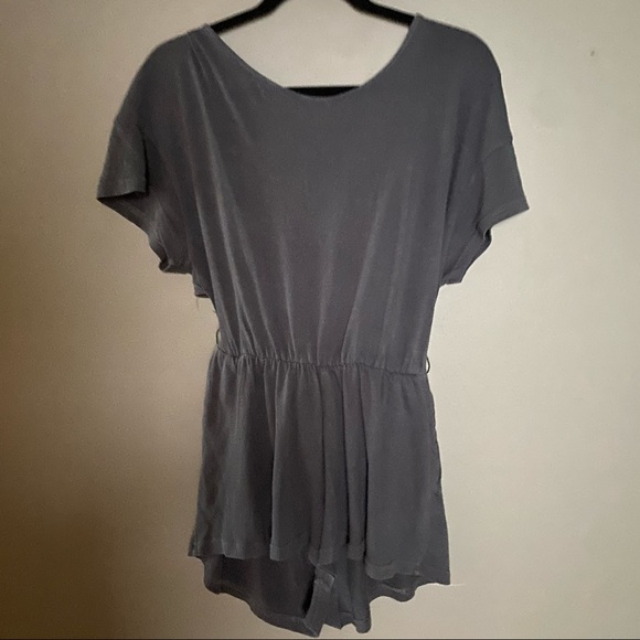 Free People Romper tie open back grey gauzy light weight extra small - Picture 1 of 7
